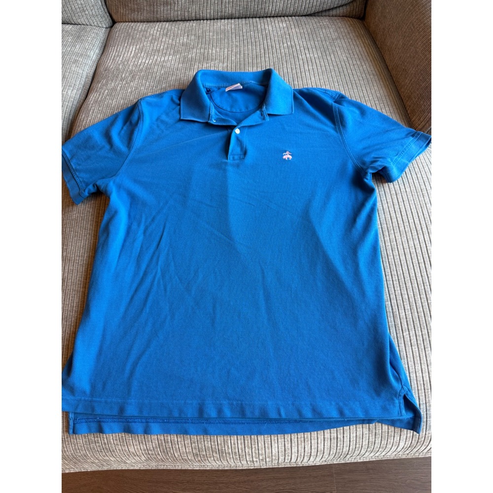 Brooks Brothers Mens Original Fit Performance Polo Blue Supima Cotton Large